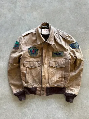 1980s type G1 leather Jacket (M) Adjustable Cuffs Foldable Design