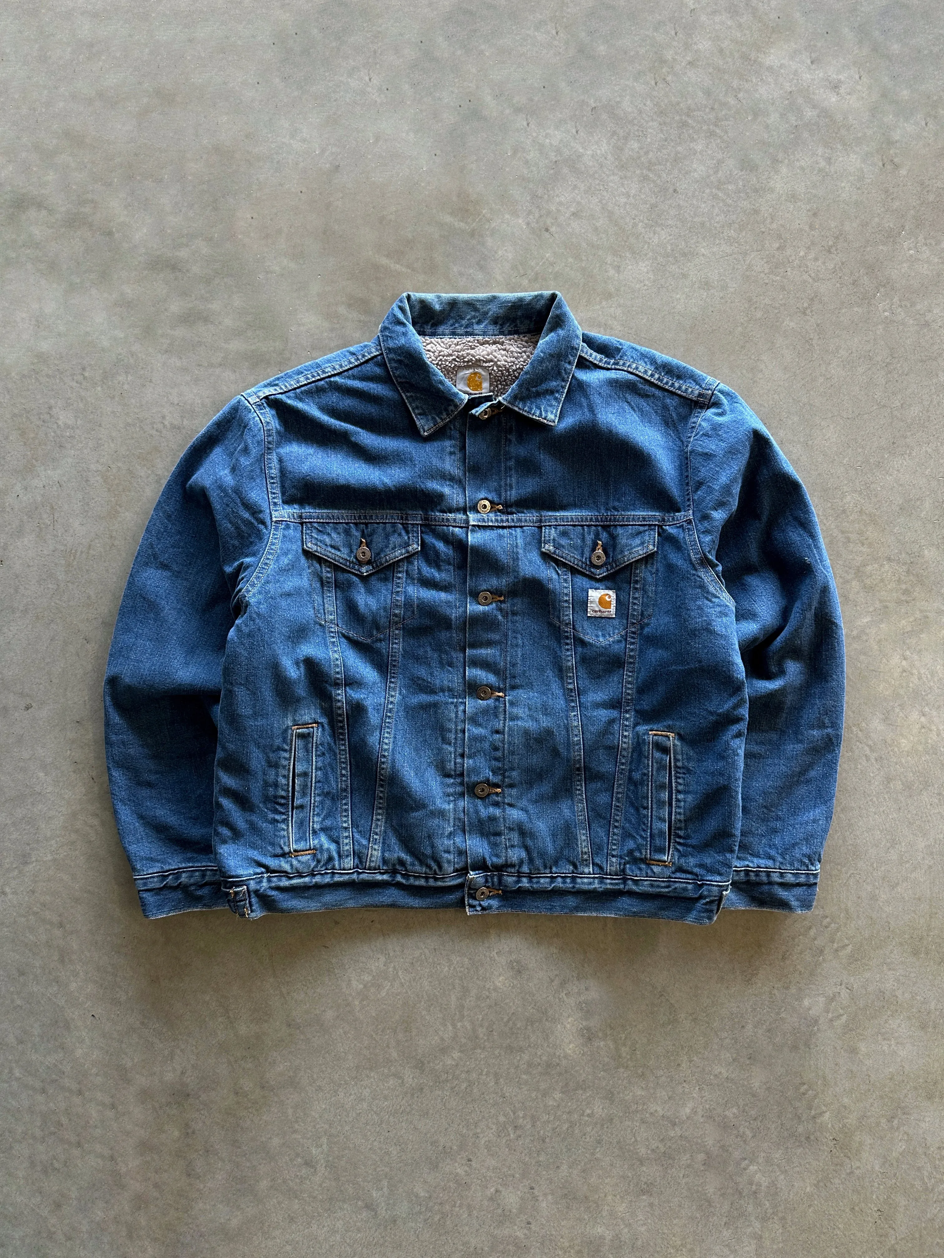 1990s Carhartt denin jacket (XL) Magnetic Fasteners SoftshellTexture