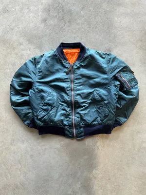 90s Alpha MA1 bomber jacket (L) Wrinkle Free Fabric Single Buttons