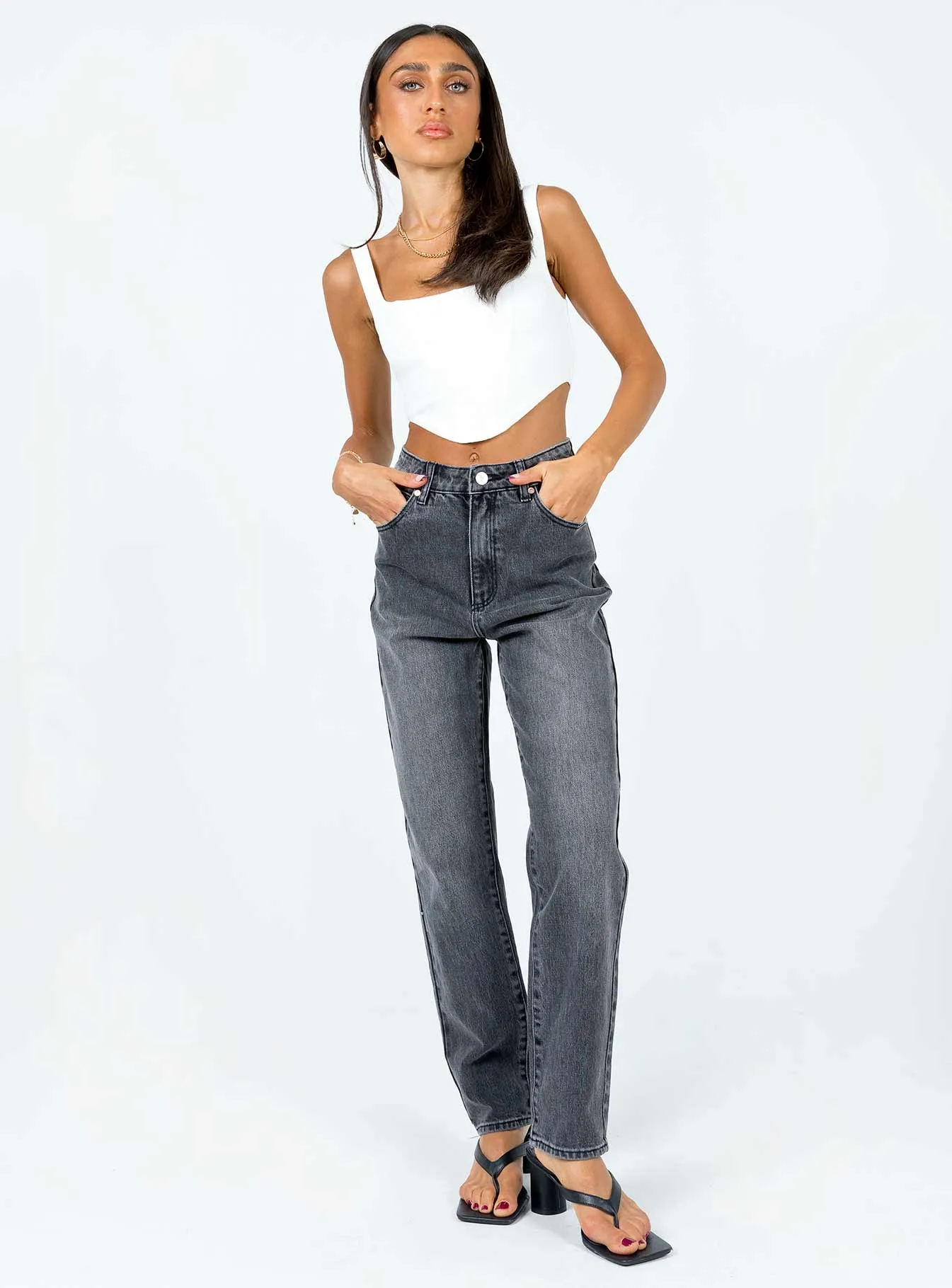 Abrand 94 High Slim Kiara Jeans Black Flex Knit Waist Panel