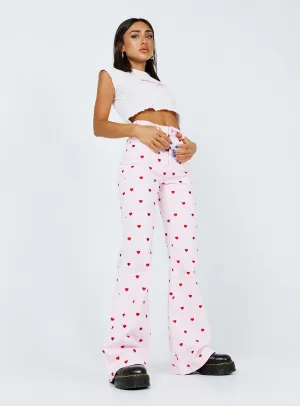 Move With Ease Clean Piece Abrand Double Oh Flare Jeans Pink Heart