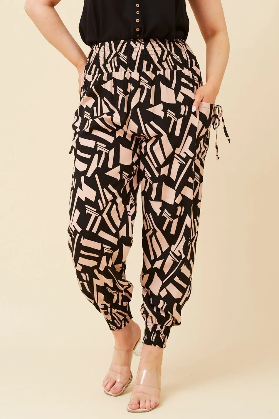 Breathable Comfort Fit ABSTRACT PRINT HAREM PANTS