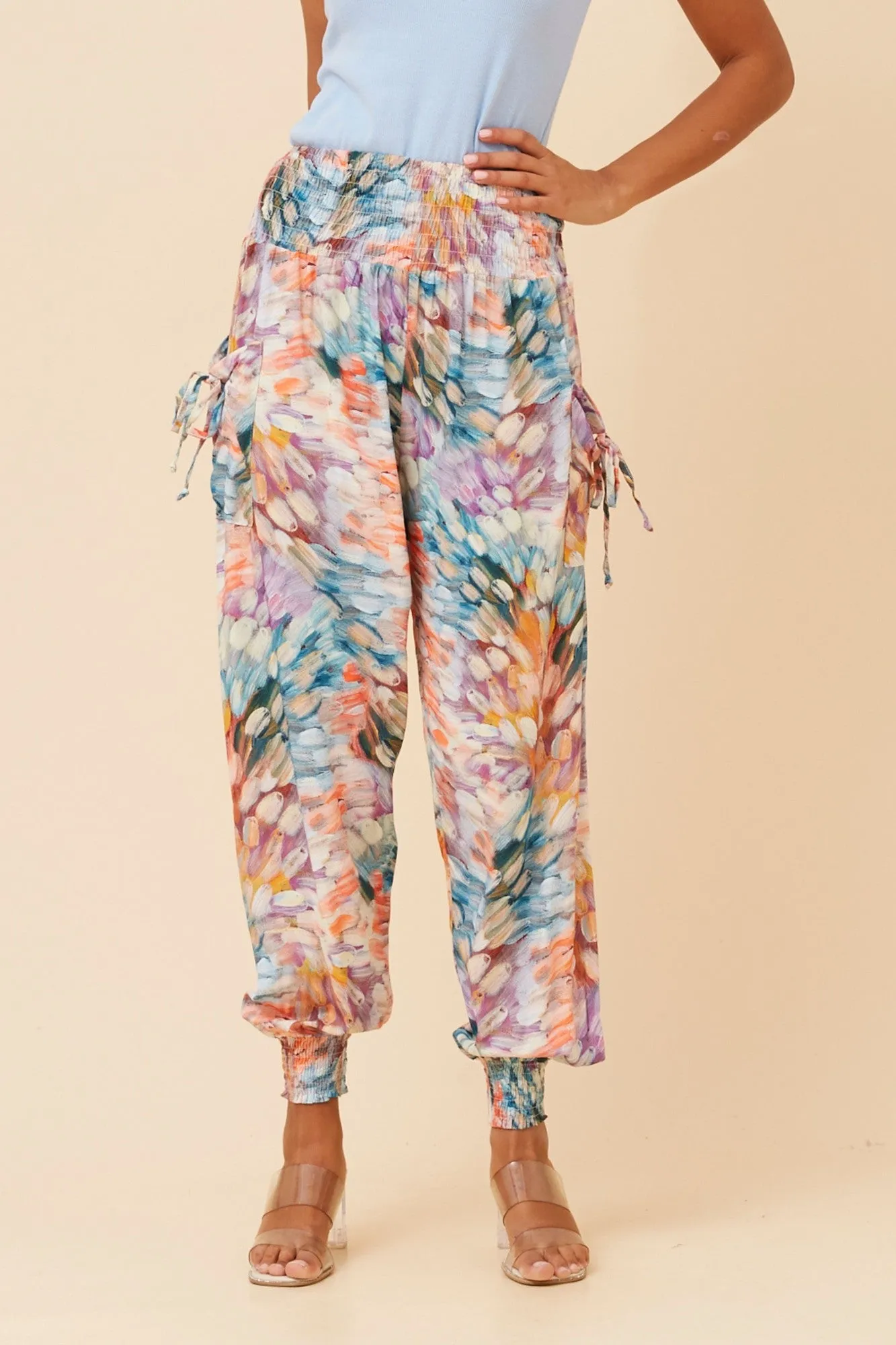 Movement Support ABSTRACT PRINT HAREM PANTS
