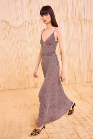 Renae Knit Maxi Skirt - Pewter Wide Glow