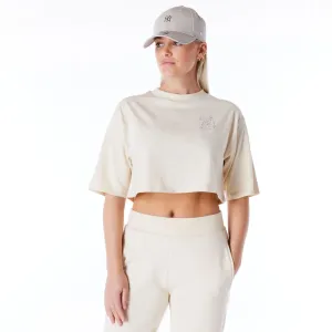 New York Yankees Womens MLB Diamante Stone Crop T-Shirt Chic Fashion Street Casual