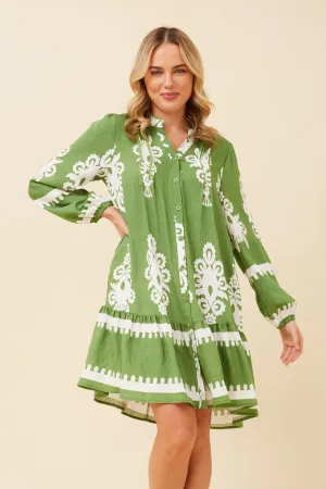 ADRIELLE BORDER PRINT DRESS Chic Energy Edge Detail