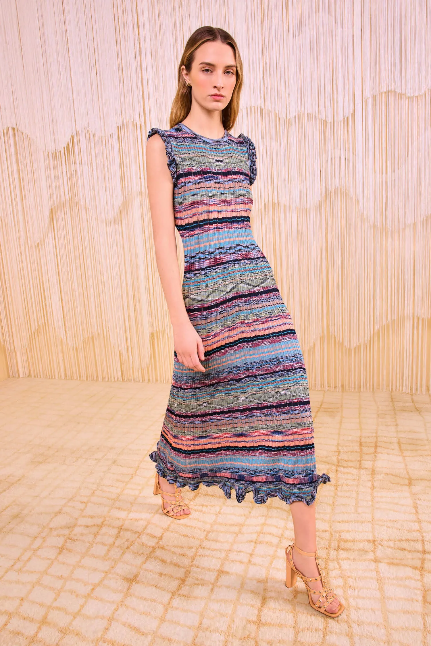 Ajak Sleeveless Knit Midi Dress - Azurite Smart Fit Fine Weave