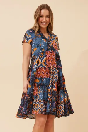 ALANIS PATCHWORK PRINT DRESS Polite Color Soft fabric piece