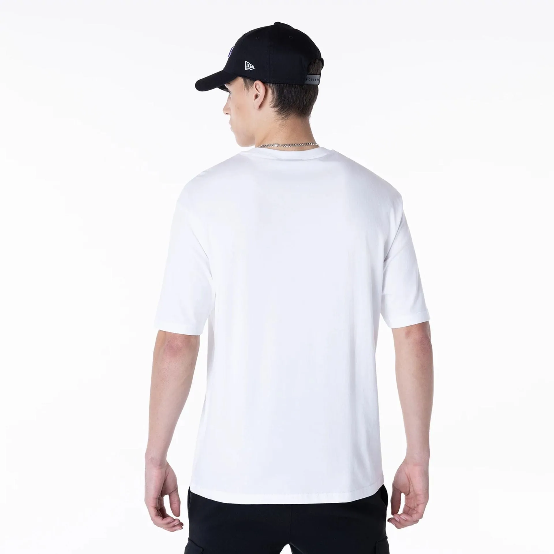 Contrast Inner Binding cotton material LA Lakers NBA Graphic White Oversized T-Shirt