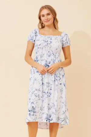 Minimalist Style Quick Match KEEVAH FLORAL OFF SHOULDER MIDI DRESS