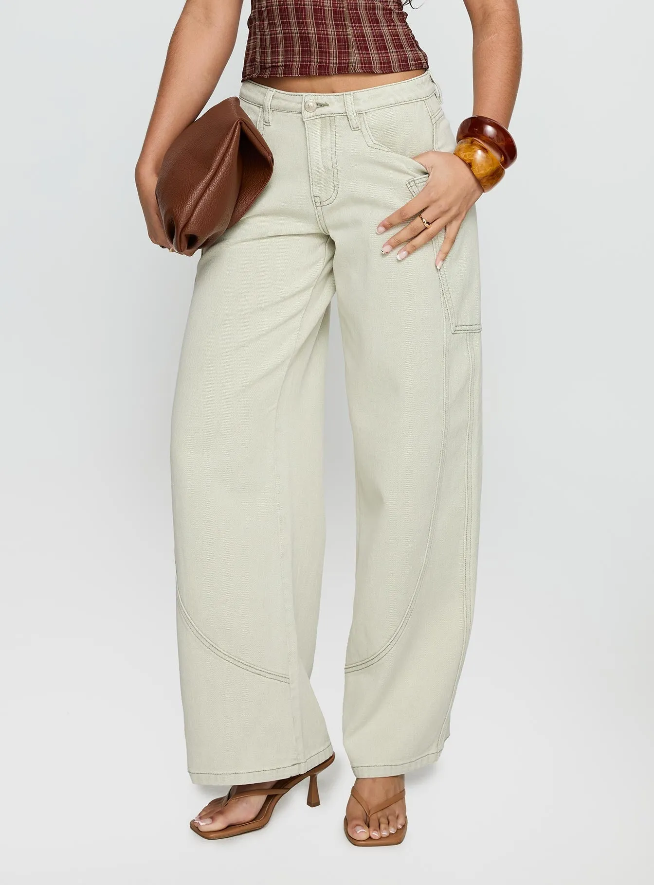 Minimalist Rainy Day Vintage Lover All Rounder Amargo Baggy Leg Stitch Detail Denim Jeans Sage Wash