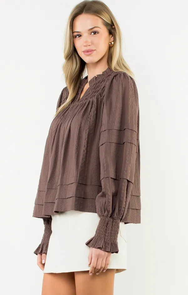 Simple Dress Amalia Long Sleeve V Neck Top