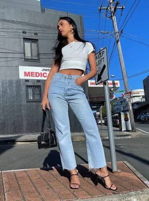 Fit and Comfort Recycled Cotton Blend Angela Cropped Jeans Light Wash Denim