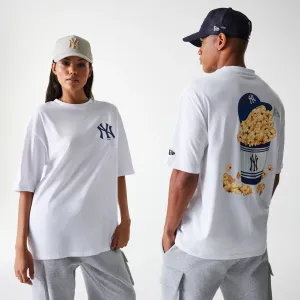New York Yankees MLB Food Graphic White Oversized T-Shirt Low Impact Dye