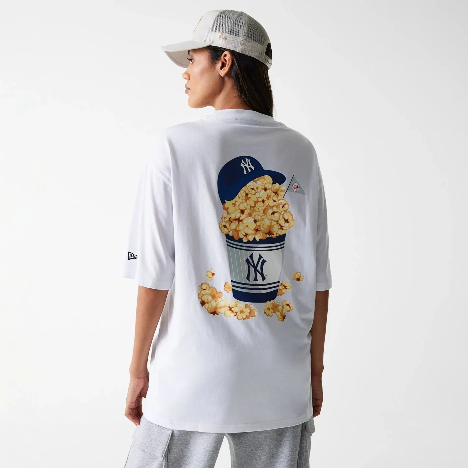 New York Yankees MLB Food Graphic White Oversized T-Shirt Easter