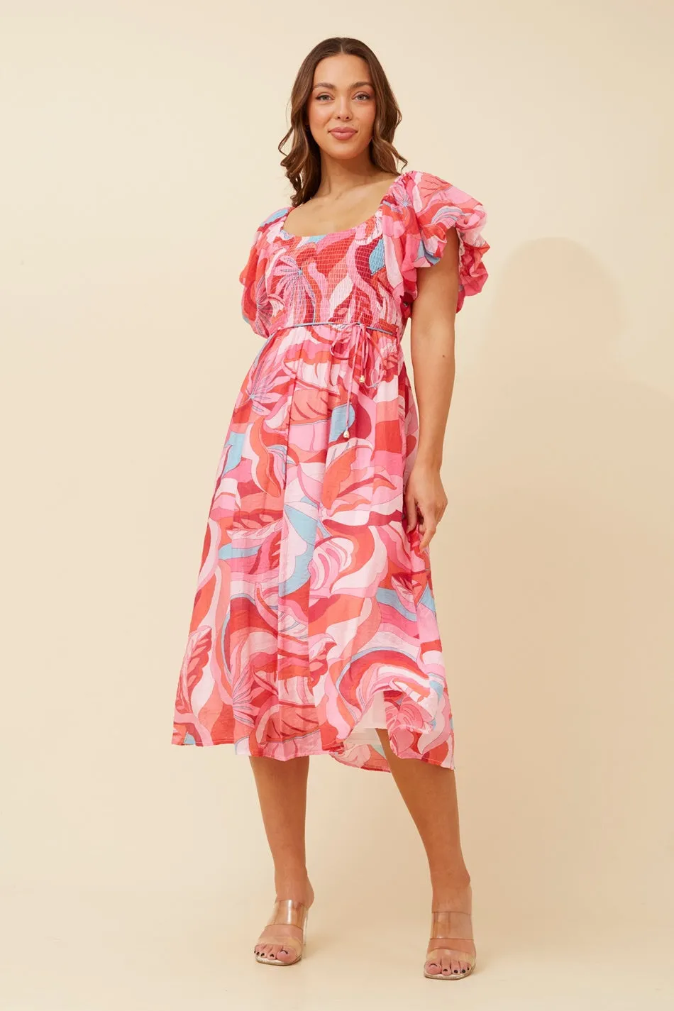 Casual and Stylish ANOK PUFF SLEEVE MIDI DRESS