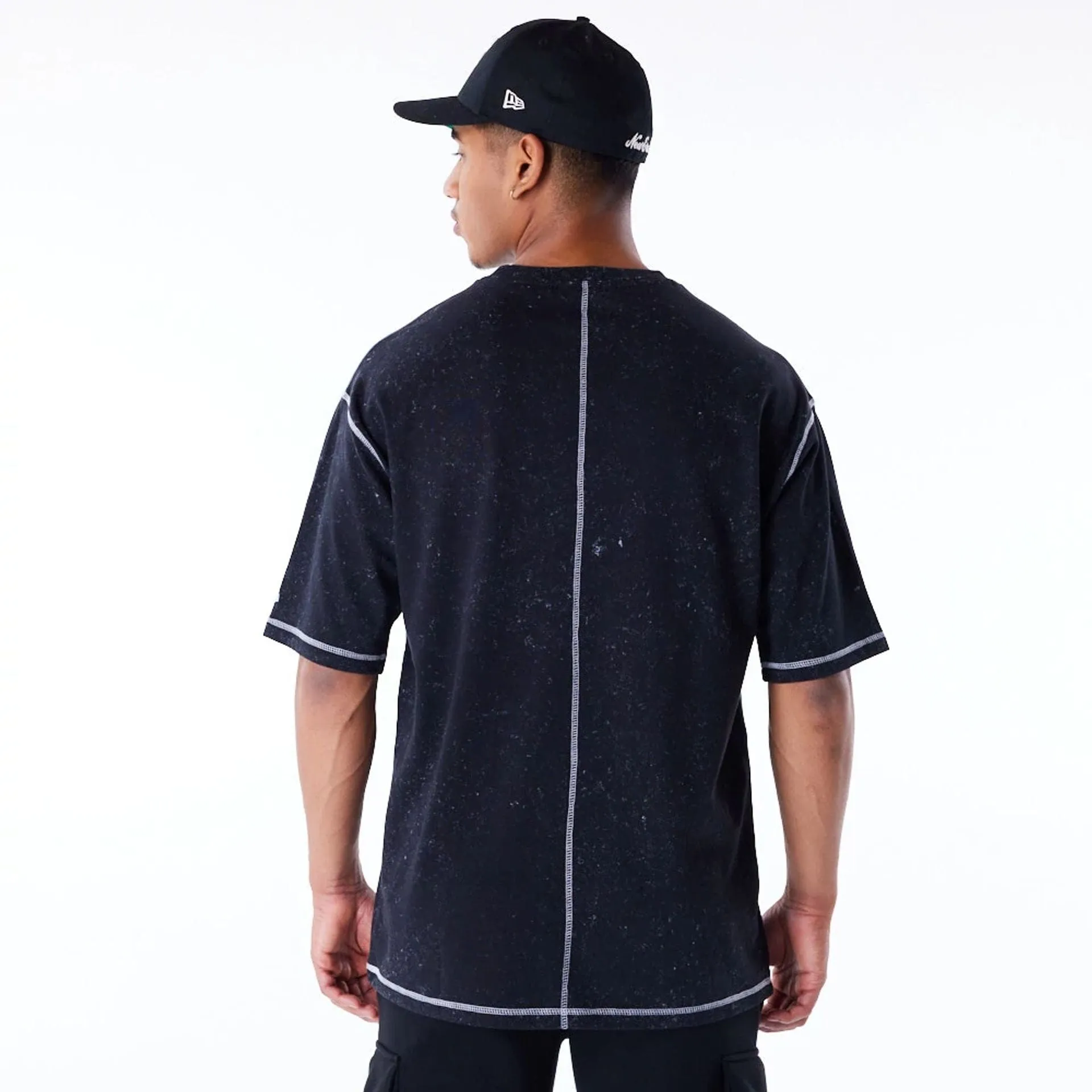 Elastic Fit New Era Wash Black Oversized T-Shirt