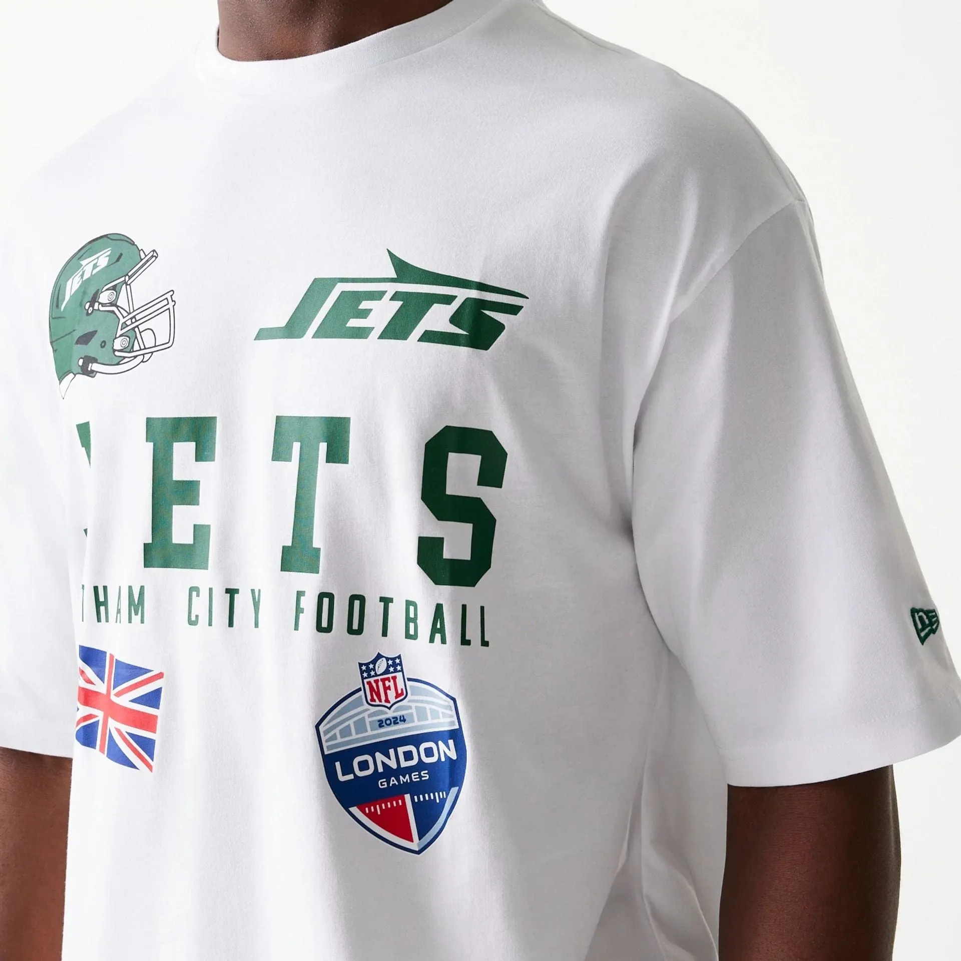 New York Jets NFL Games Collegiate White Oversized T-Shirt Rayon blend