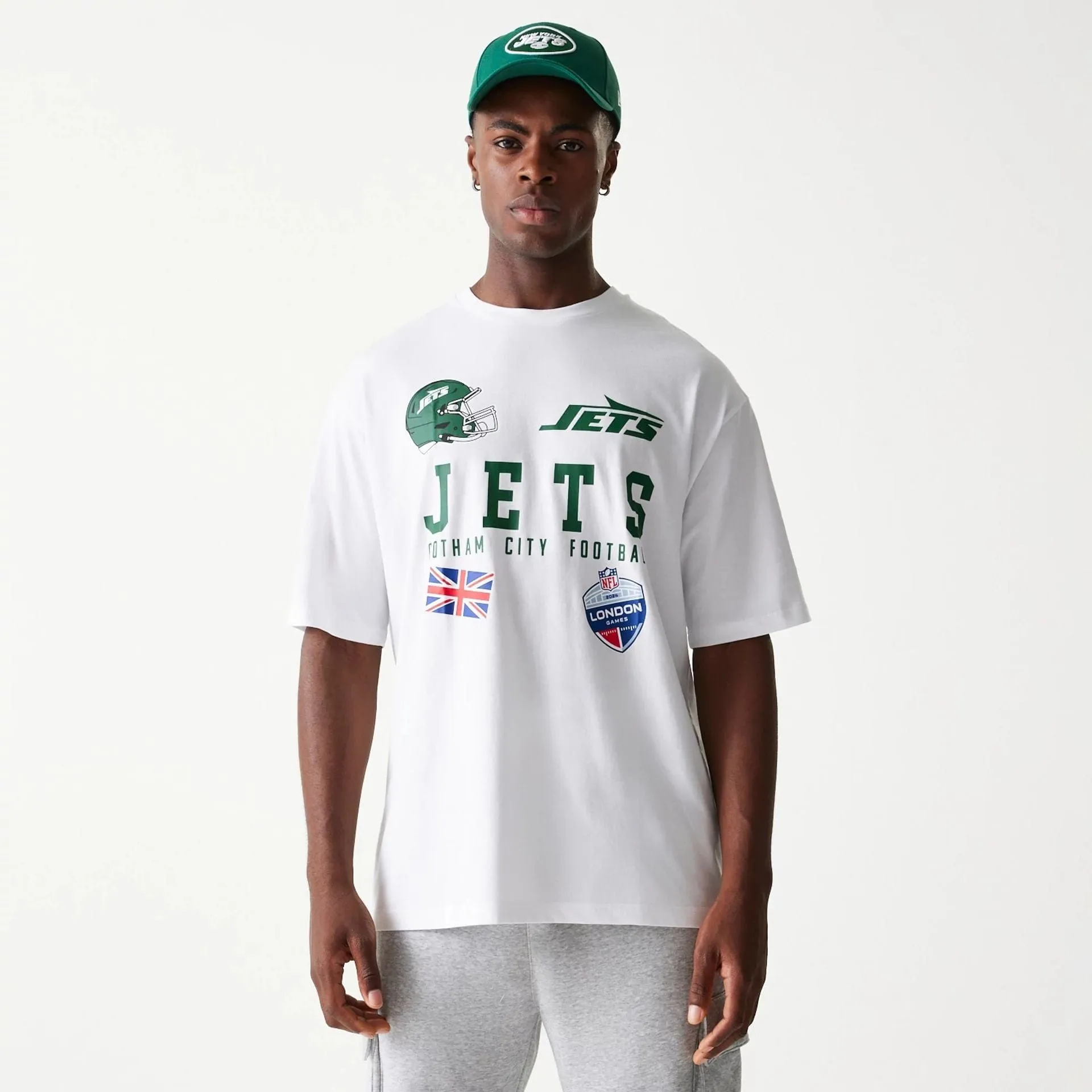 New York Jets NFL Games Collegiate White Oversized T-Shirt Non Iron Fabric Quick Dry Wear