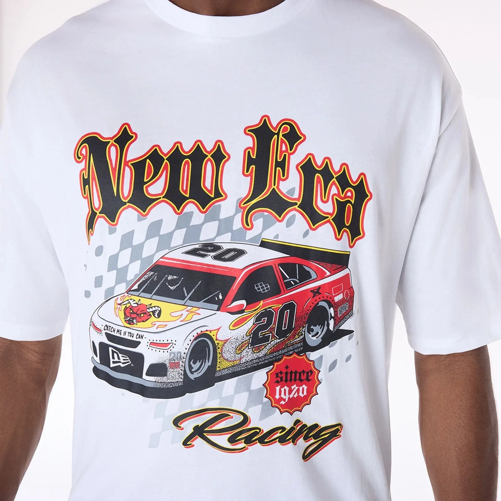 Comfortable Casual Relaxed fit style New Era 1920 Racing White T-Shirt