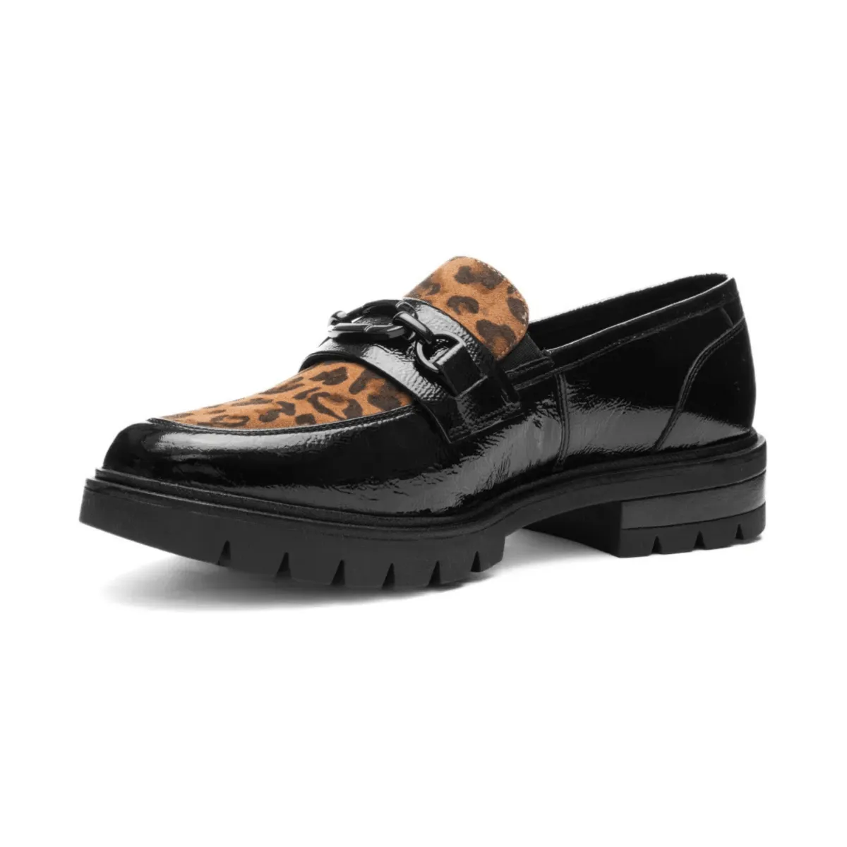 Ara Women's Camellia Black Patent/Leopard Field Trip Lake Step