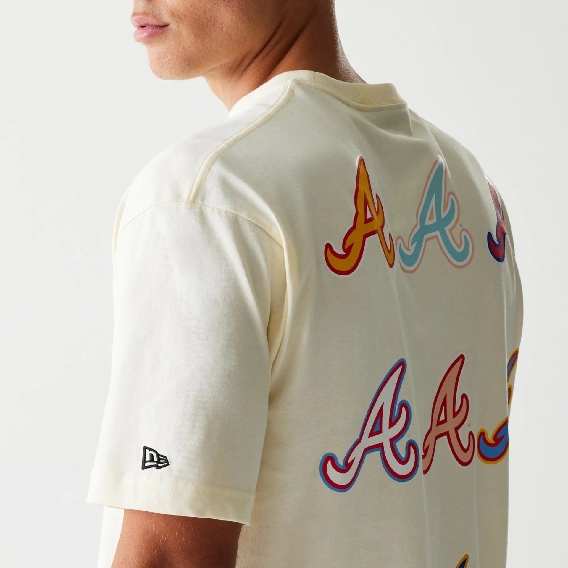 Atlanta Braves MLB Life Graphic Cream T-Shirt contrast Comfy Waistband
