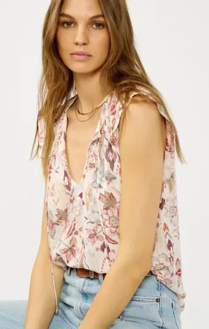 Organic Ease NonRestrictive Design Autumn Mums Tie Neck Top