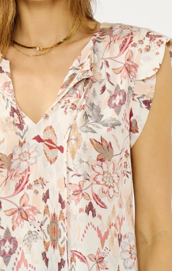 Autumn Mums Tie Neck Top Classic Glow Free Shape