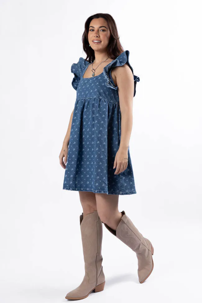 Chic Rhythm Back Home Burnout Detail Denim Babydoll Dress SALE