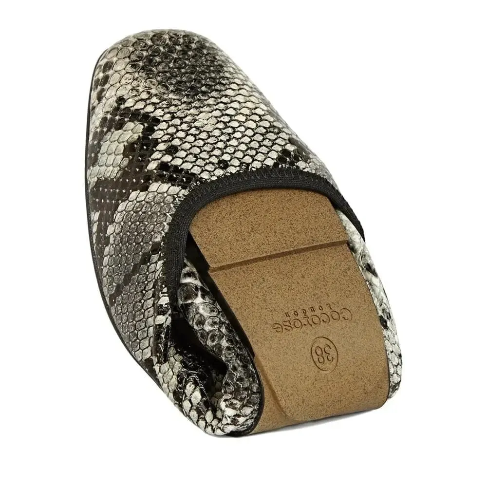 Barnes - Grey Snakeprint Leather Flats Clean Wear Stride Light