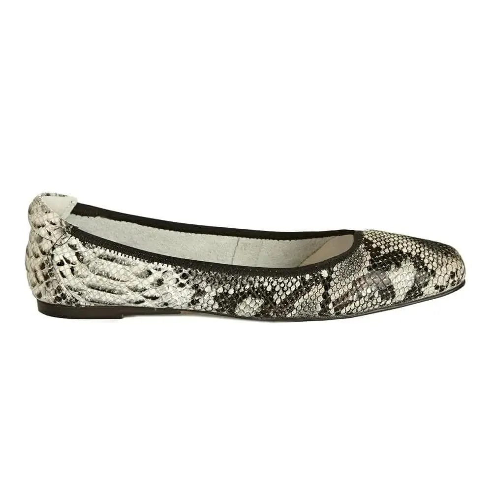 Weightless Wear Bright Accents Barnes - Grey Snakeprint Leather Flats