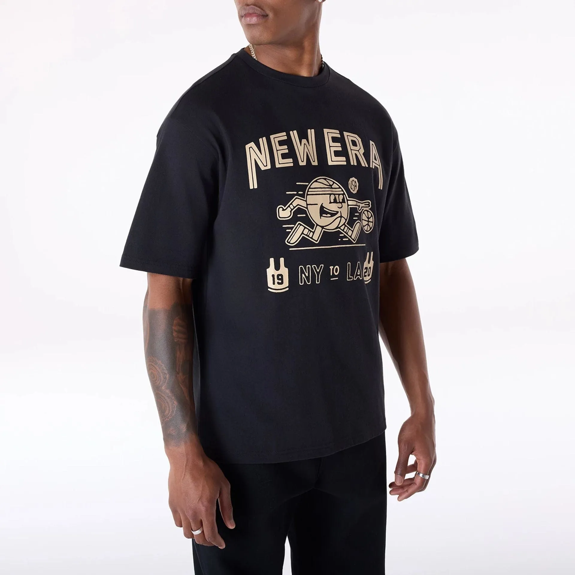 Chic Casual Wear New Era Basketball Graphic Black T-Shirt