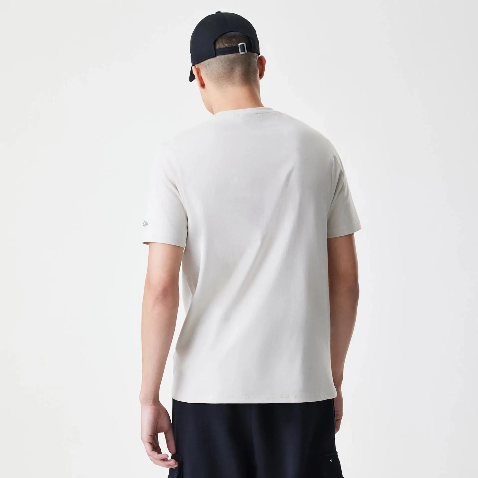 New Era Burger Graphic Cream T-Shirt Layered Hem Detail Relaxed fit style