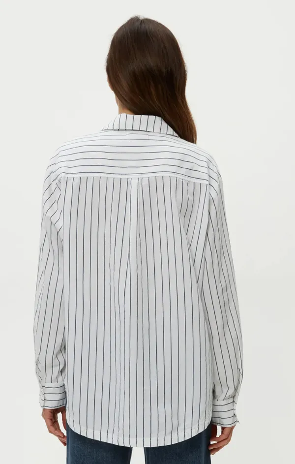 Beau Oversized Button Down in Navy Stripe Gentle Power Cozy Pajamas