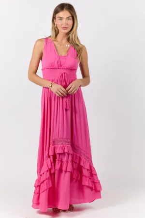 Wave Soft Casual Comfort Lucky To Have You Pink Sleeveless Maxi Dress SALE