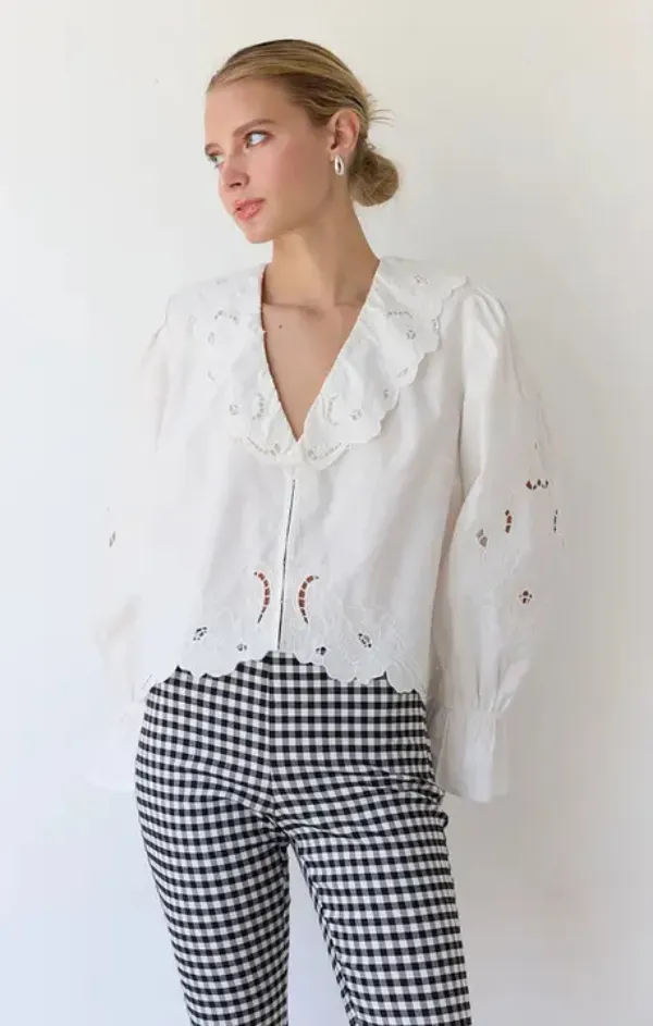Street Fest Belle Embroidery Ruffle Blouse