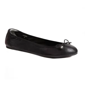Sandringham - Black Leather Ballet Flats Peak Path