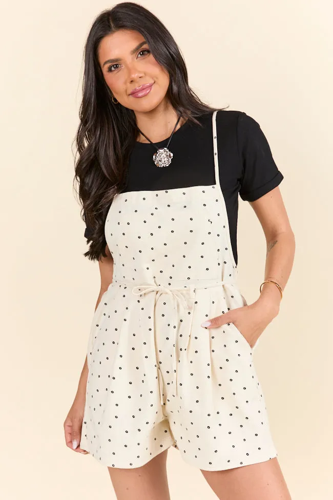OdorControlTech Peace Core Better Perspective Black and White Daisy Denim Romper FINAL SALE