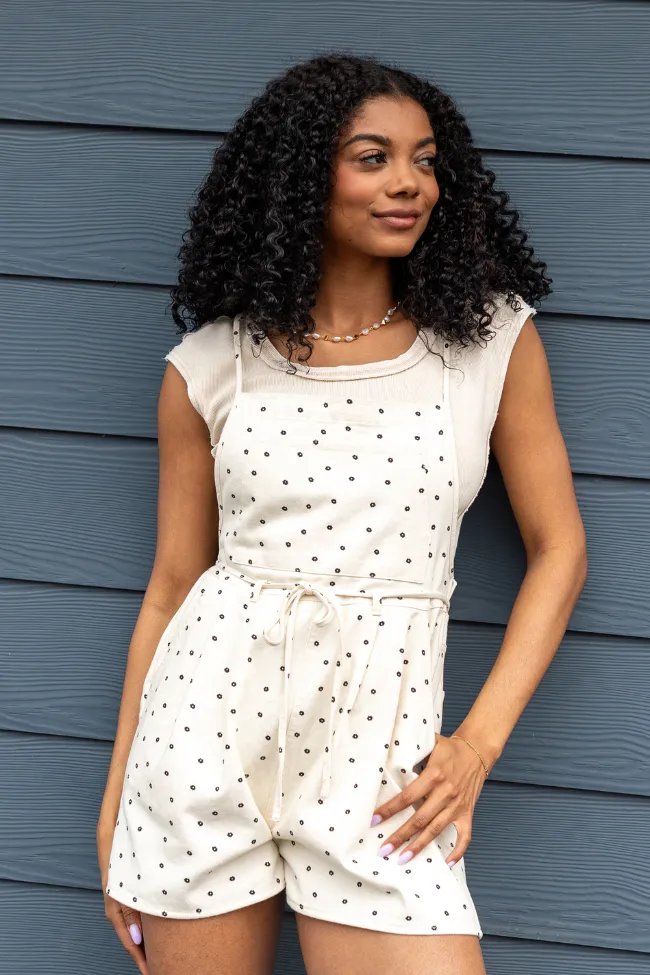 Better Perspective Black and White Daisy Denim Romper FINAL SALE Wardrobe Essential Washable fabric