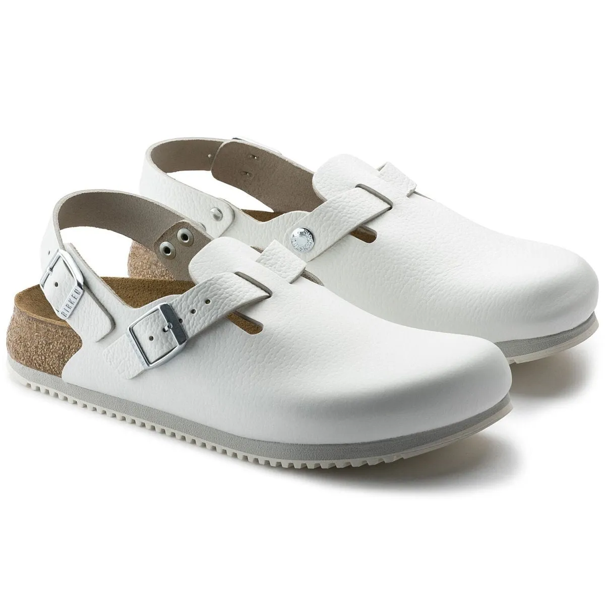 Birkenstock Women's Tokio Super Grip White Leather Machine washable Bus Hop