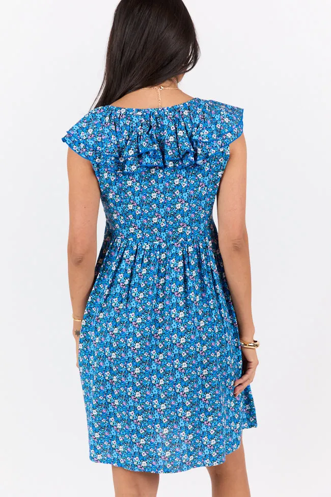Blooming Blues Floral Mini Dress SALE petite size