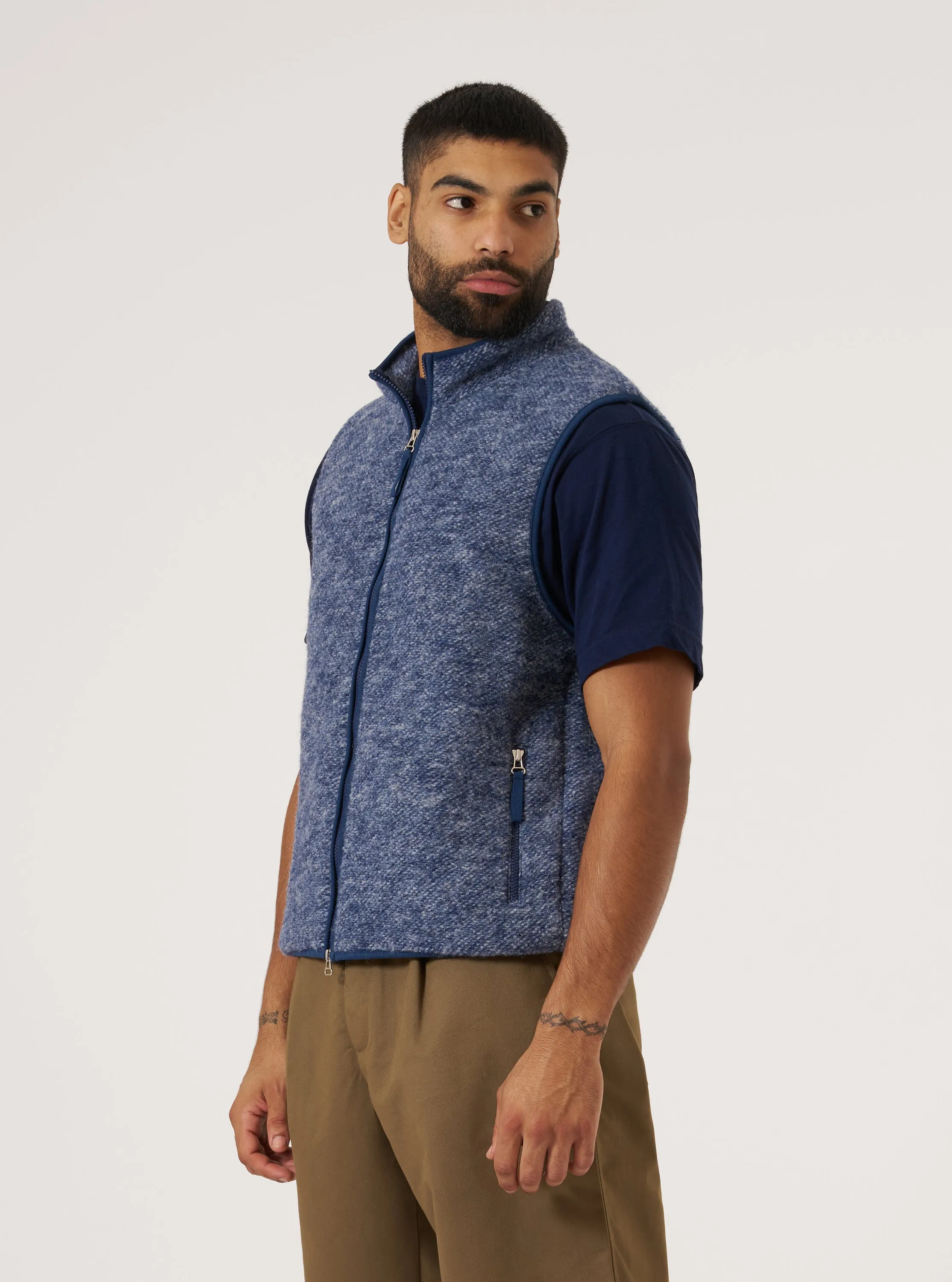 Modern Vibe Comfy Outfit Blue Six Wool Fleece Climbing Gilet