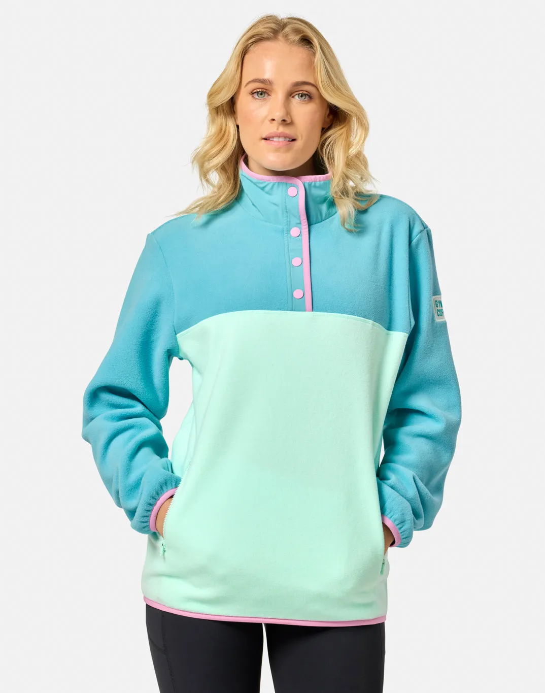 Cold Fit All Day Comfort Half Snap Polar Fleece in Aqua