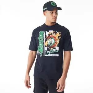 print design Casual Comfort Boston Celtics NBA Flame Print Black Oversized T-Shirt