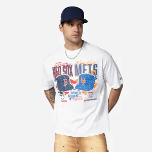 Anti Pilling Finish Boston Red Sox VS New York Mets MLB Dueling Logos Sport Classic White T-Shirt