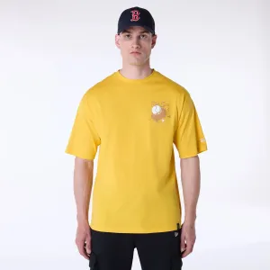 Cold Wash Optimized Boston Red Sox MLB Food Graphic Yellow Oversized T-Shirt