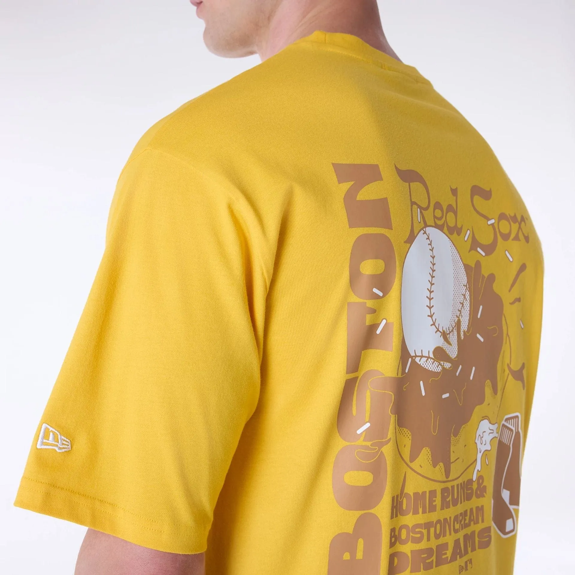 Boston Red Sox MLB Food Graphic Yellow Oversized T-Shirt Quick Fit Design Bohemian style