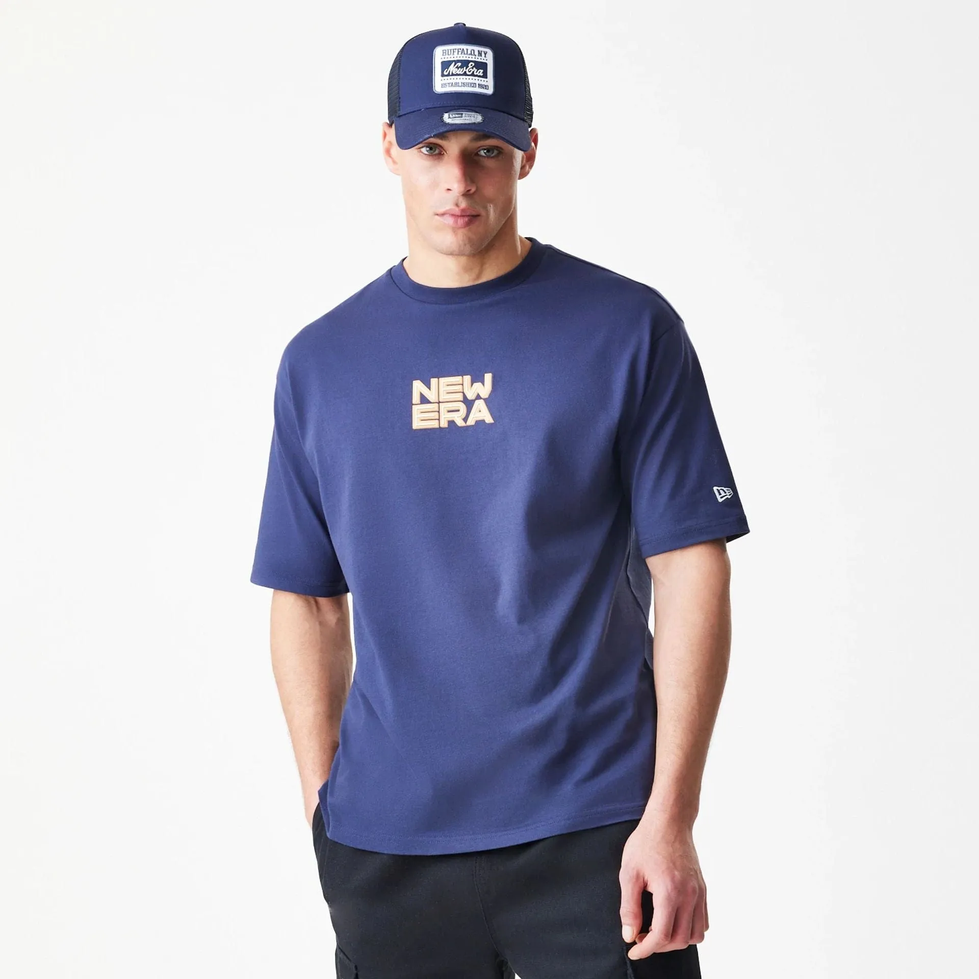 New Era Location Navy Oversized T-Shirt Seam Free Back