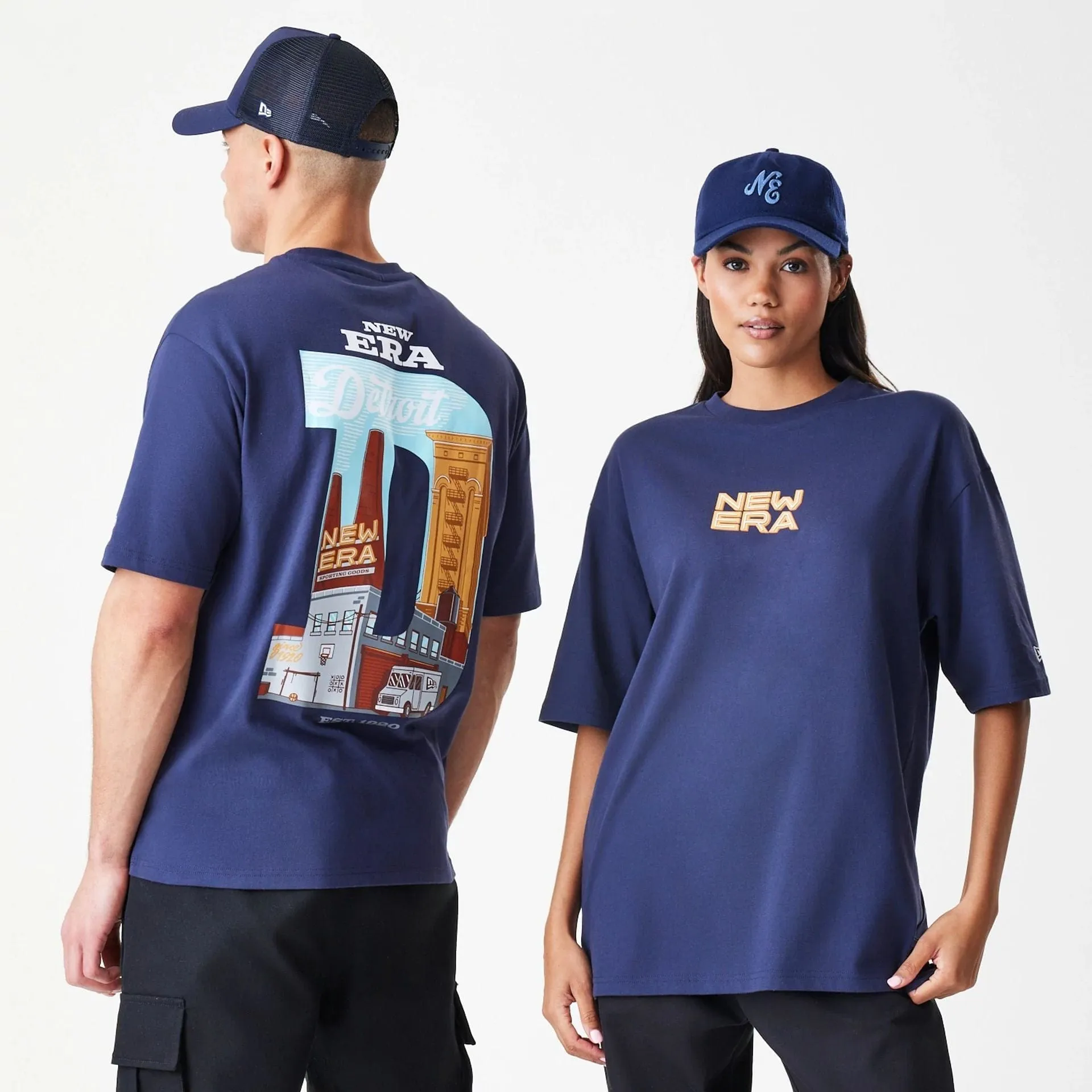 New Era Location Navy Oversized T-Shirt Casual Style Wear