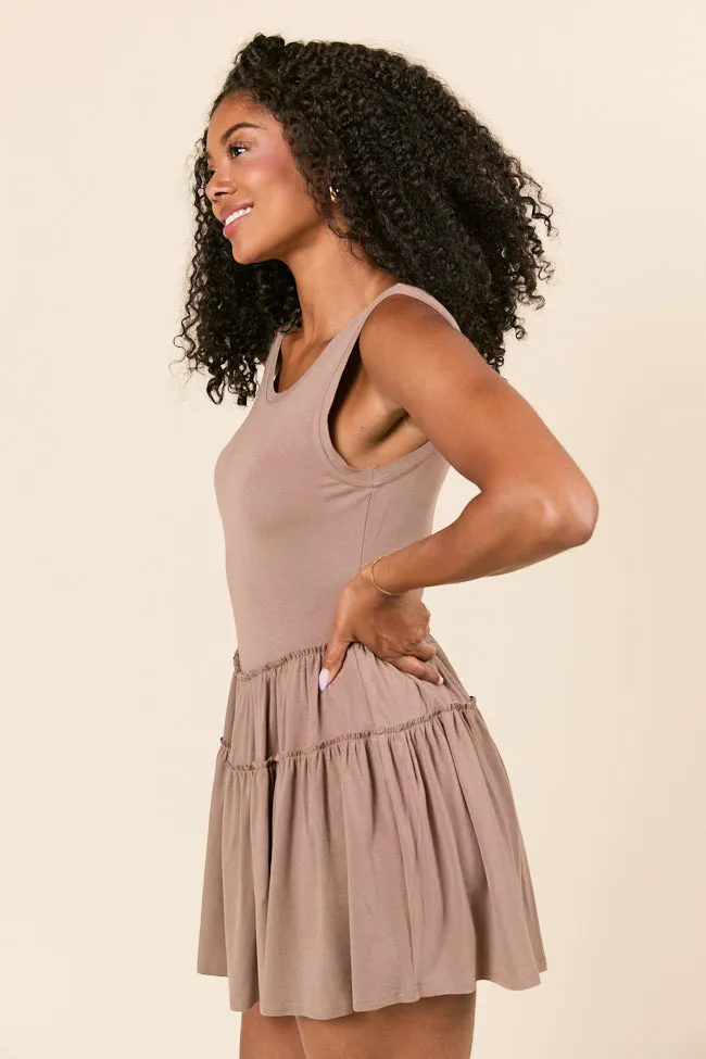 Lightweight Material Logan Tiered Brown Knit Romper SALE